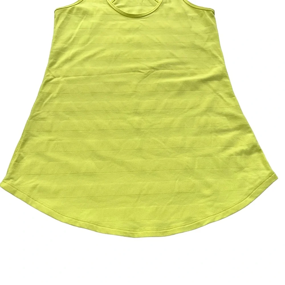 Lululemon Womens Clarity Yellow Cool Racerback Striped Ribbed Racerback Tank Top